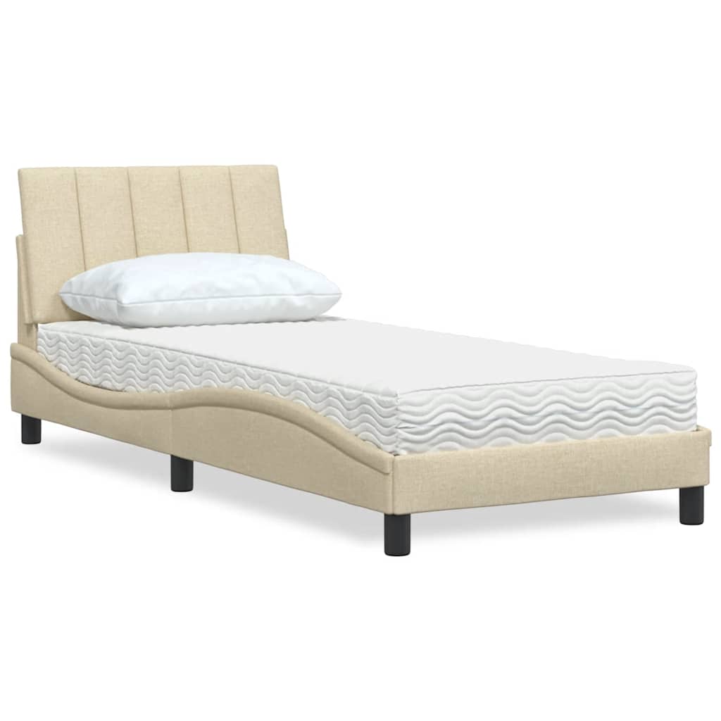 Bett mit Matratze "Hanko" Creme 80x200 cm Stoff