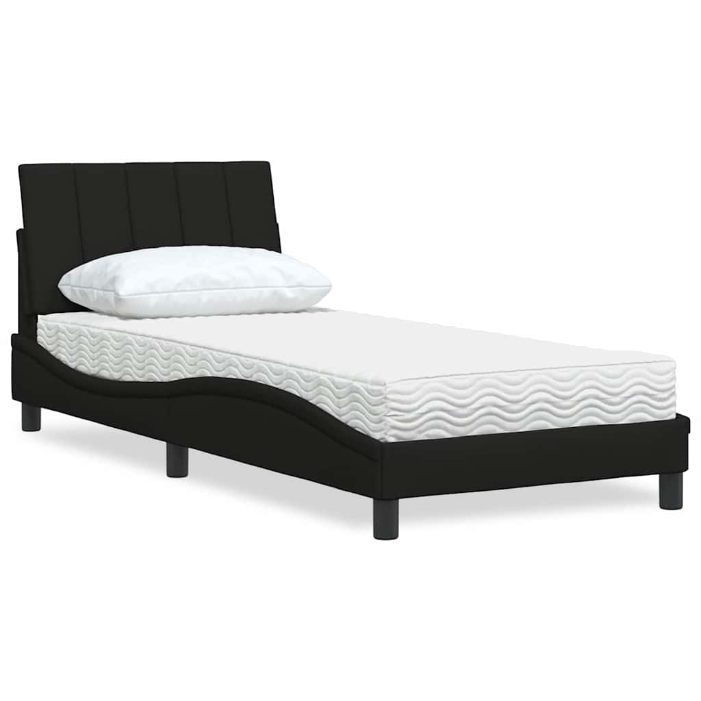 Bett mit Matratze "Hanko" Schwarz 90x190 cm Stoff
