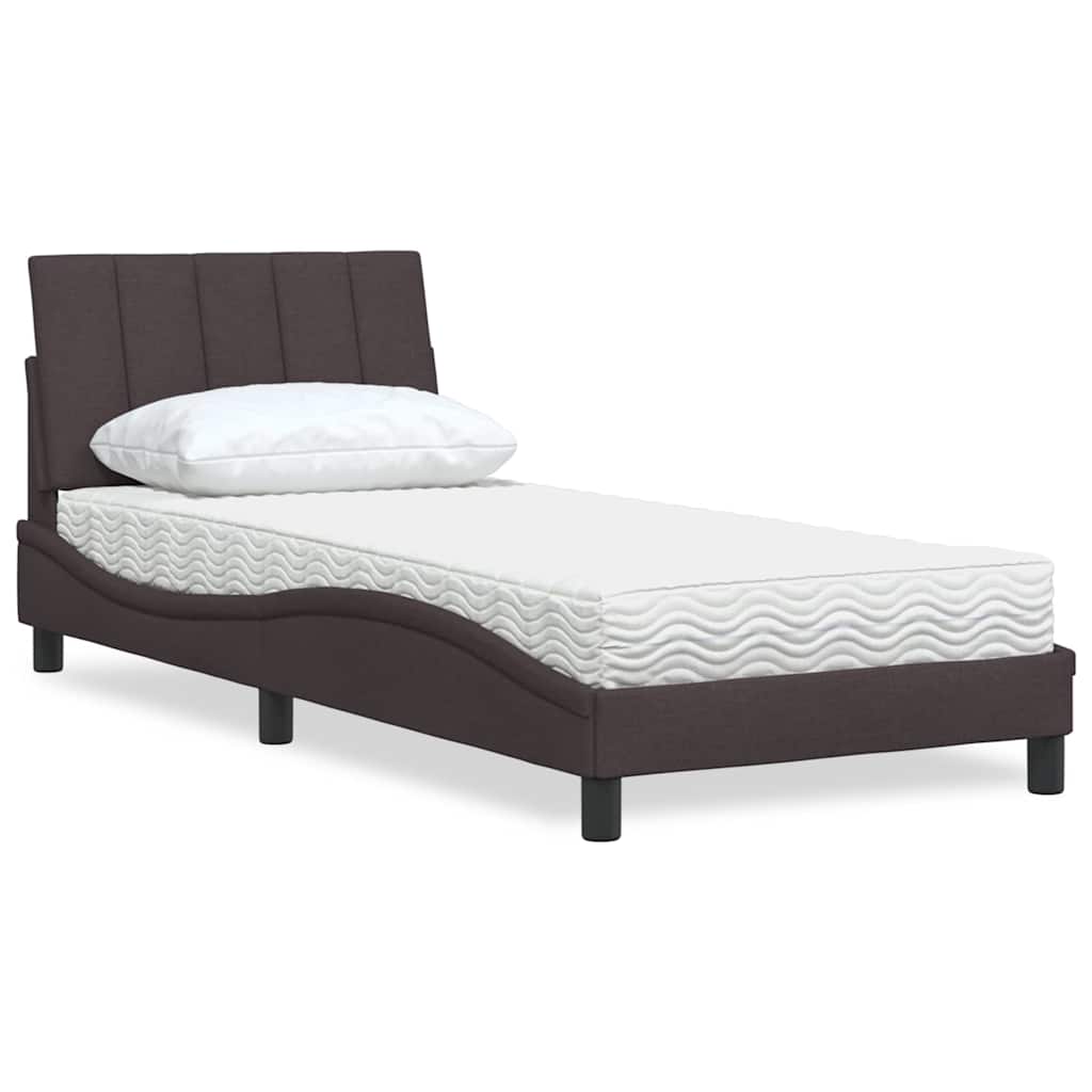 Bett mit Matratze "Hanko" Dunkelbraun 90x190 cm Stoff