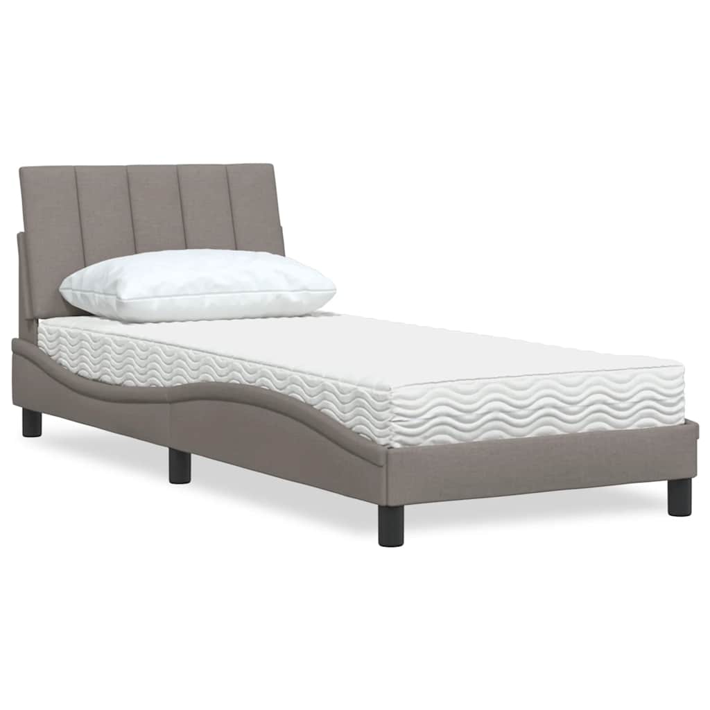 Bett mit Matratze "Hanko" Taupe 90x190 cm Stoff