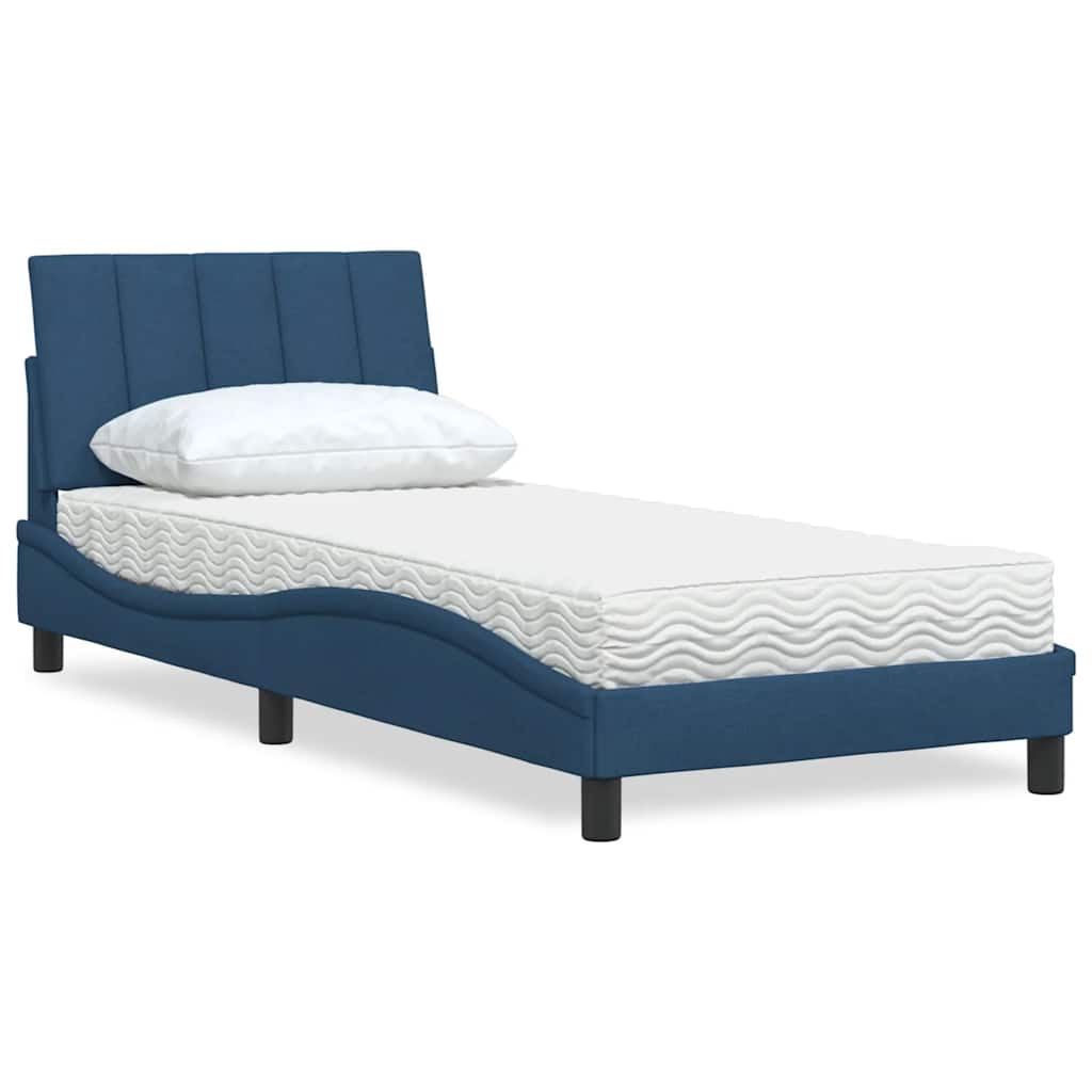 Bett mit Matratze "Hanko" Blau 90x200 cm Stoff