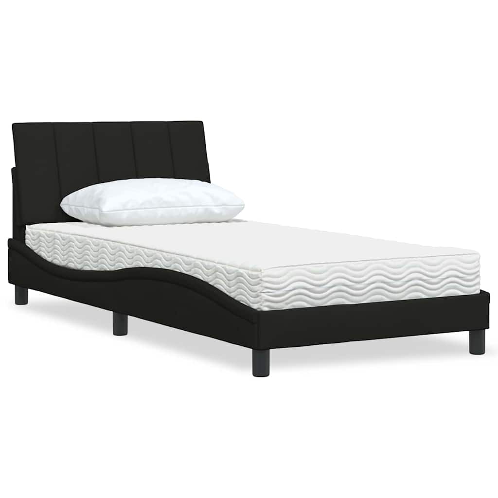 Bett mit Matratze "Hanko" Schwarz 100x200 cm Stoff