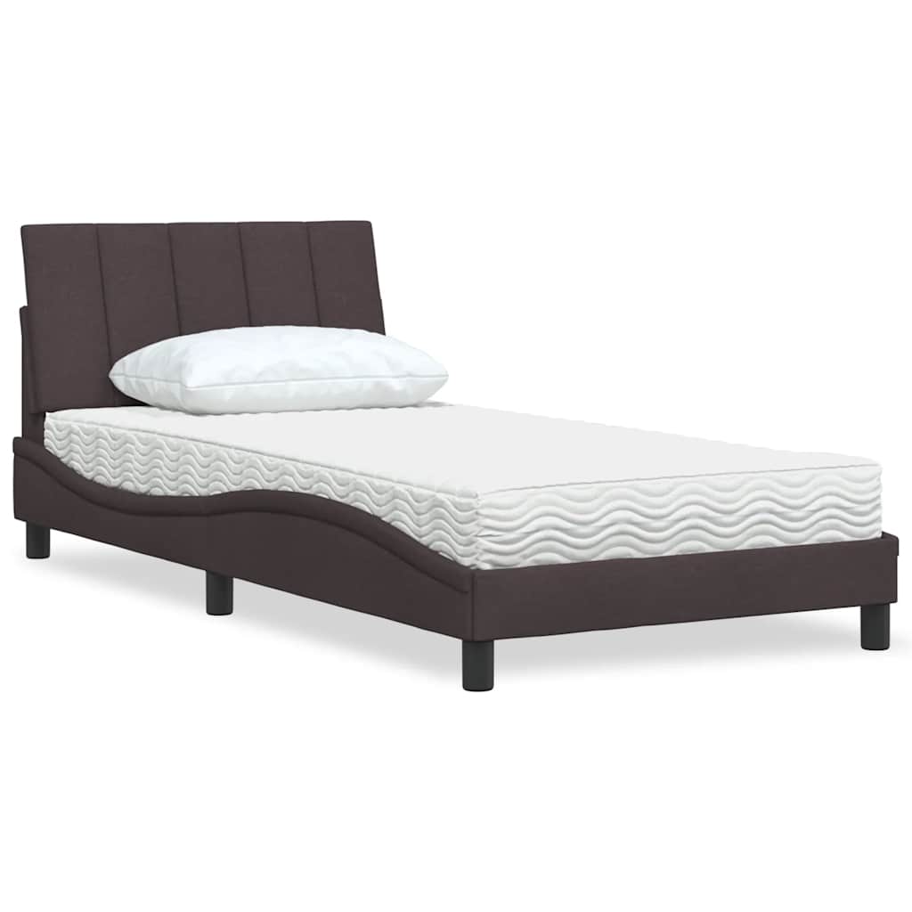 Bett mit Matratze "Hanko" Dunkelbraun 100x200 cm Stoff