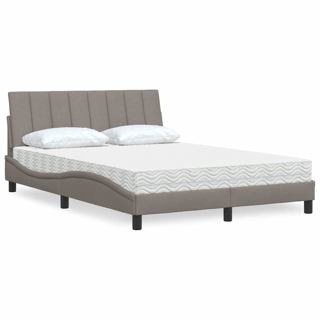 Bett mit Matratze "Hanko" Taupe 120x200 cm Stoff