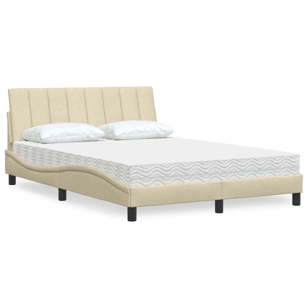 Bett mit Matratze "Hanko" Creme 120x200 cm Stoff