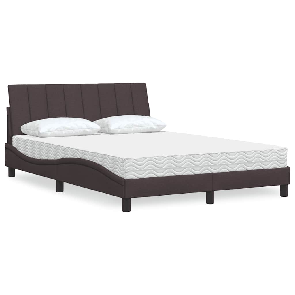 Bett mit Matratze "Hanko" Dunkelbraun 140x190 cm Stoff