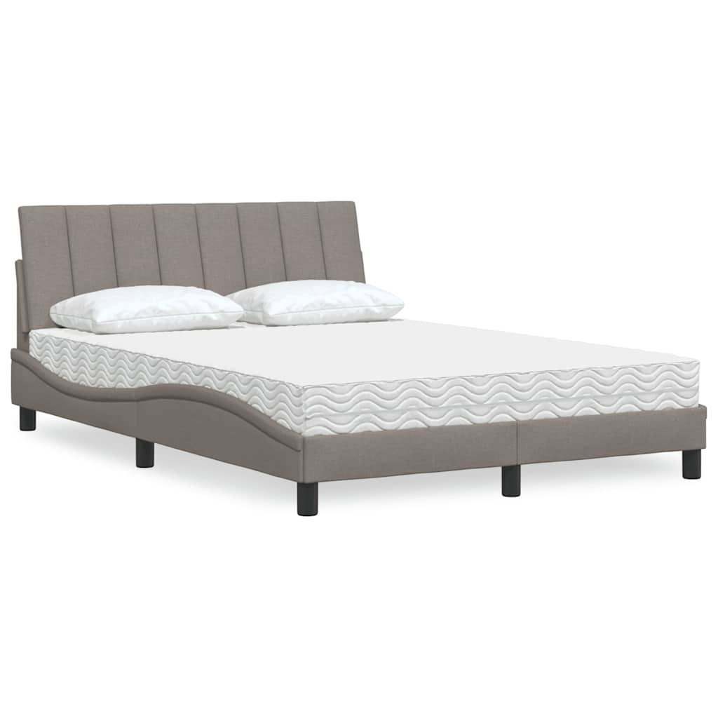 Bett mit Matratze "Hanko" Taupe 140x190 cm Stoff