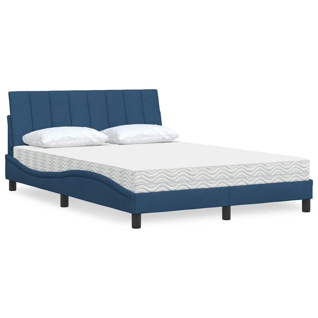 Bett mit Matratze "Hanko" Blau 140x190 cm Stoff