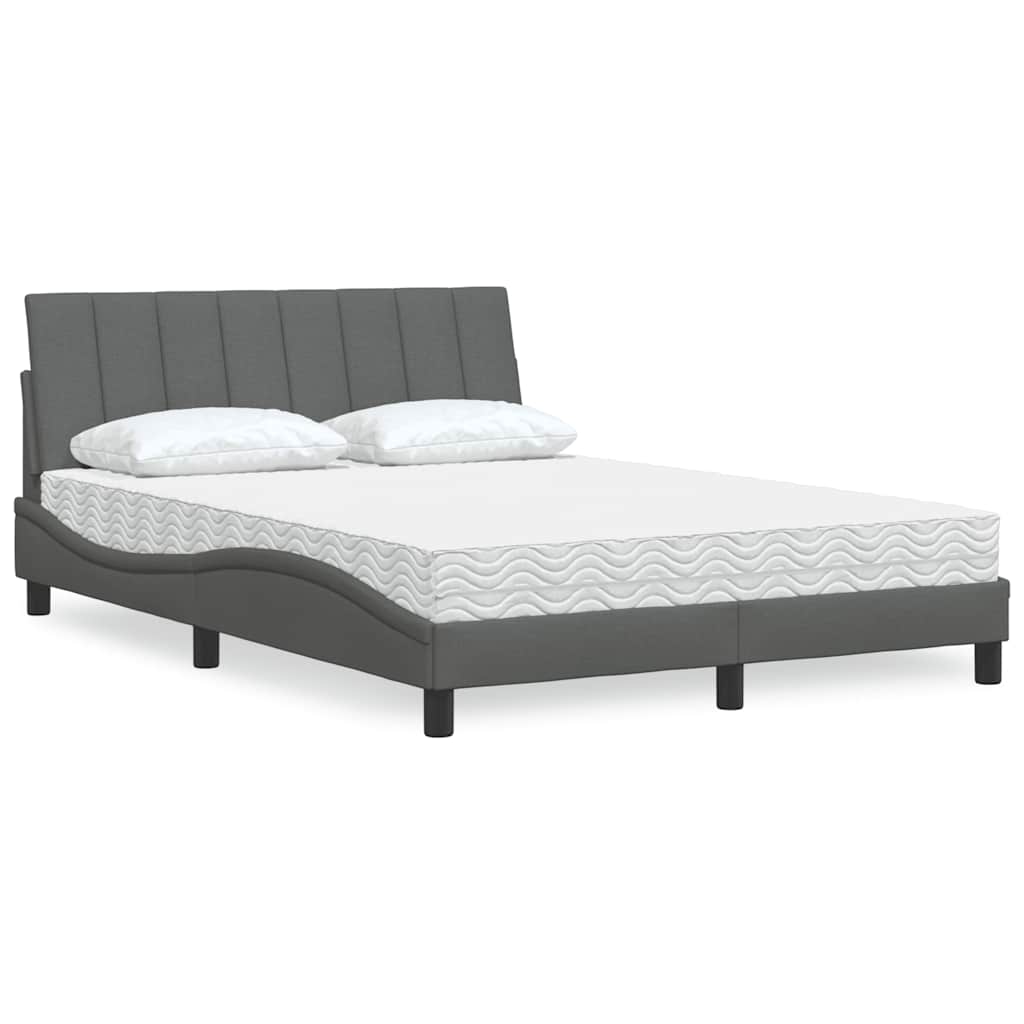 Bett mit Matratze "Hanko" Dunkelgrau 140x200 cm Stoff