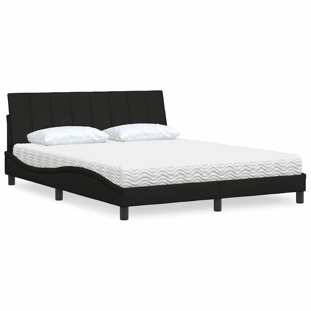 Bett mit Matratze "Hanko" Schwarz 160x200 cm Stoff