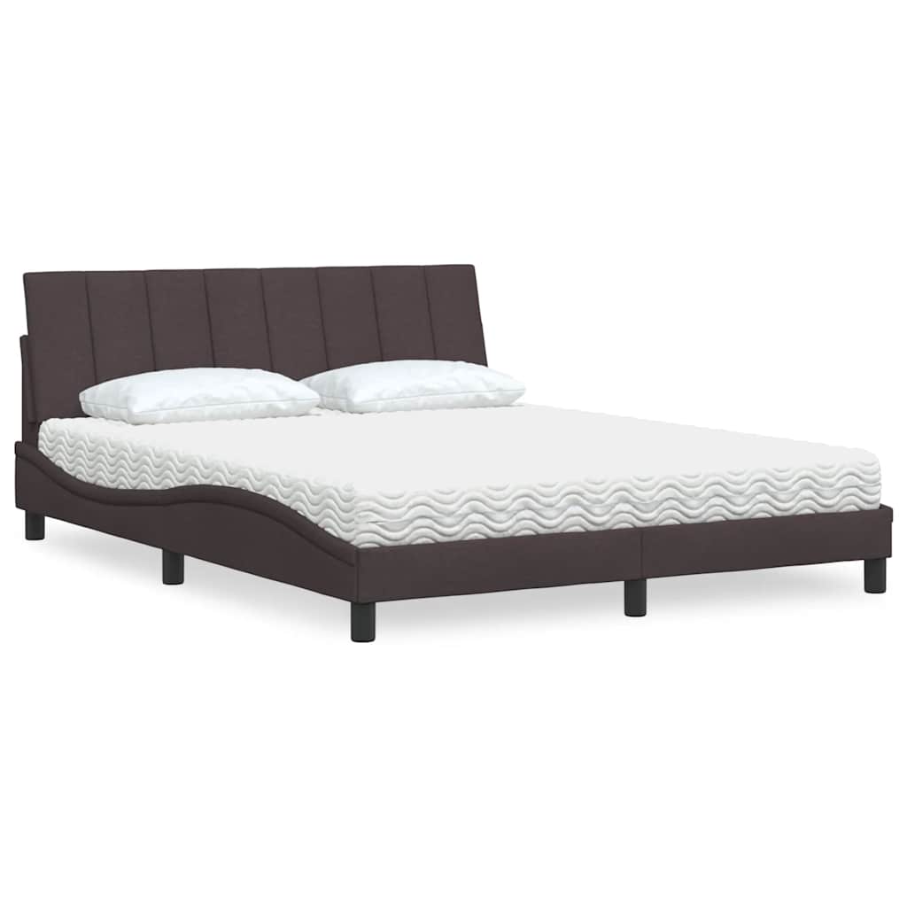 Bett mit Matratze "Hanko" Dunkelbraun 160x200 cm Stoff