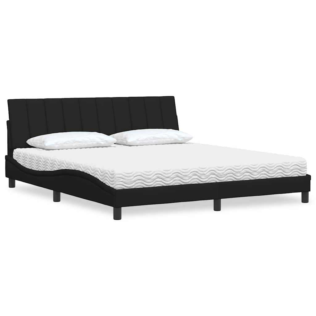 Bett mit Matratze "Hanko" Schwarz 180x200 cm Stoff
