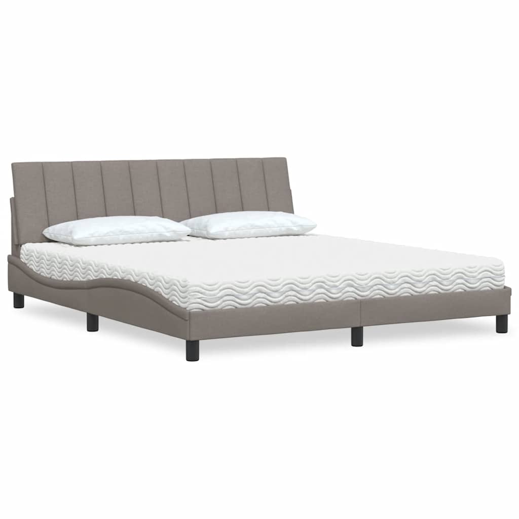 Bett mit Matratze "Hanko" Taupe 180x200 cm Stoff