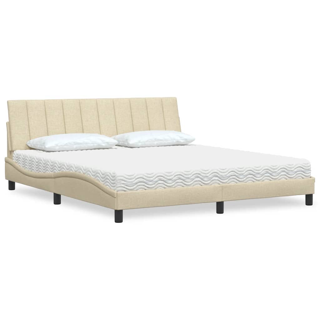 Bett mit Matratze "Hanko" Creme 180x200 cm Stoff