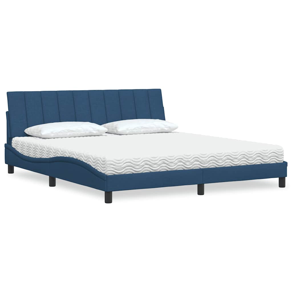 Bett mit Matratze "Hanko" Blau 180x200 cm Stoff