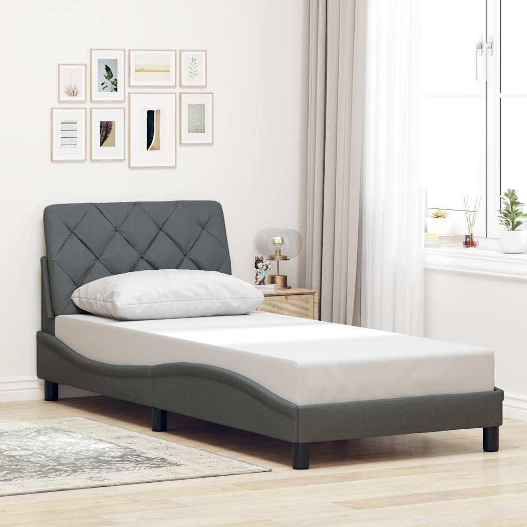 Bettgestell ohne Matratze Dunkelgrau 80x200 cm Stoff