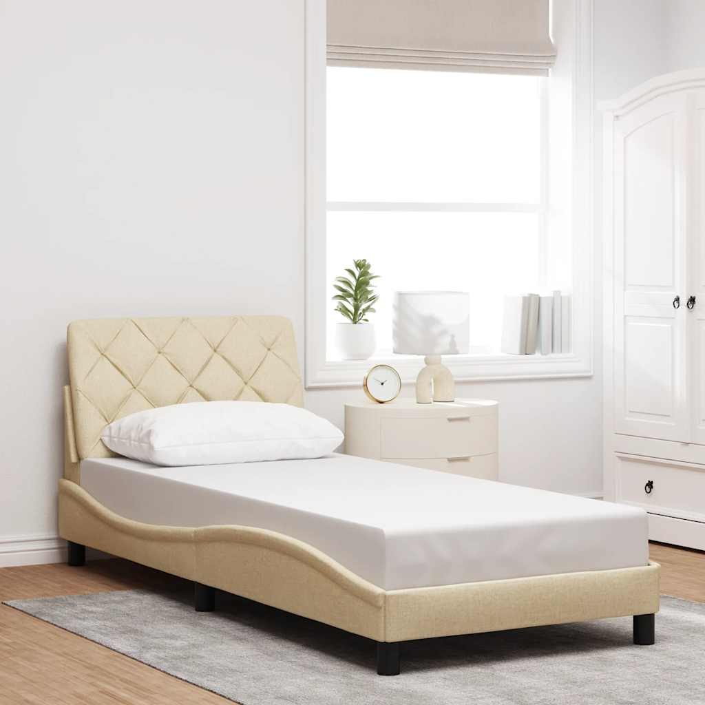Bettgestell ohne Matratze Creme 80x200 cm Stoff