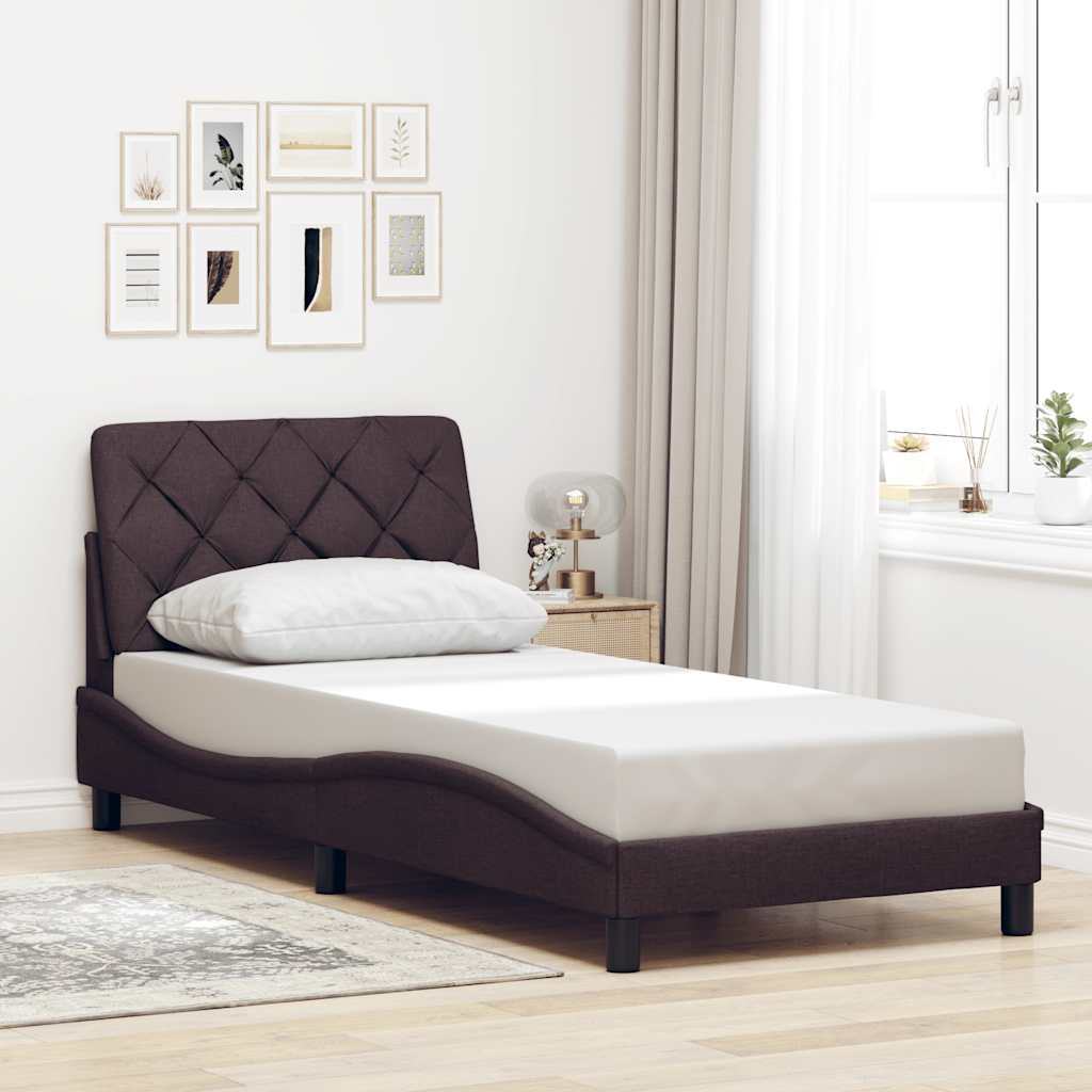 Bettgestell ohne Matratze Dunkelbraun 90x190 cm Stoff