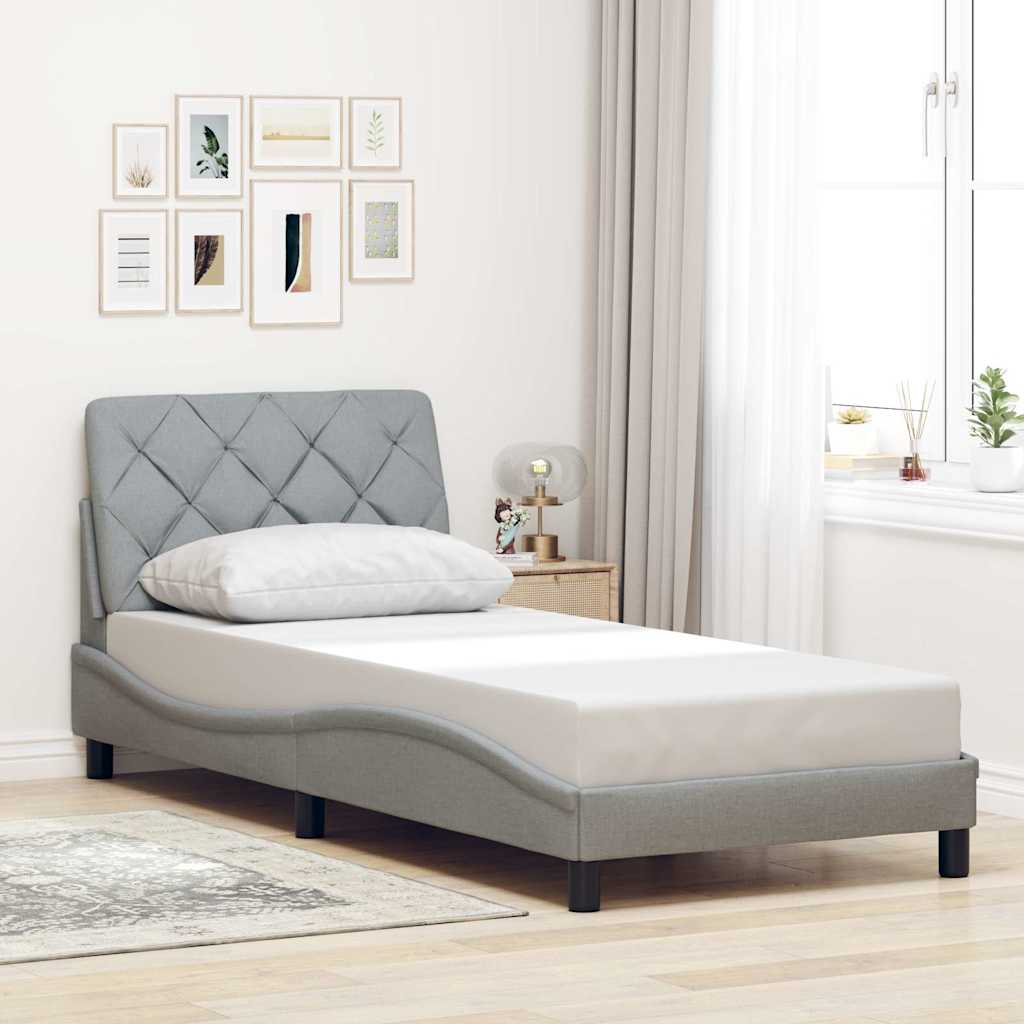 Bettgestell ohne Matratze Hellgrau 90x200 cm Stoff