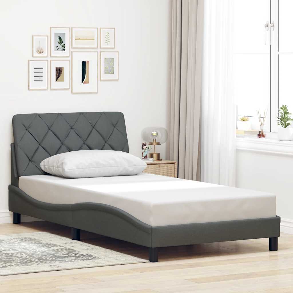 Bettgestell ohne Matratze Dunkelgrau 100x200 cm Stoff
