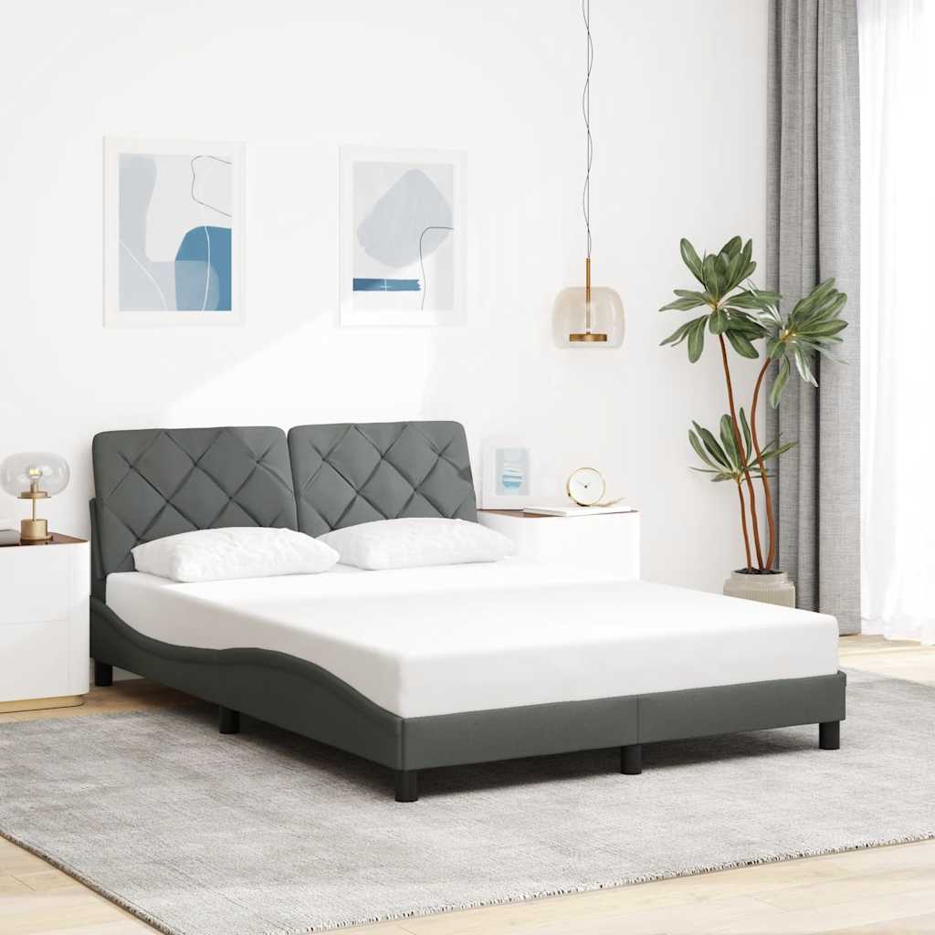 Bettgestell ohne Matratze Dunkelgrau 120x200 cm Stoff