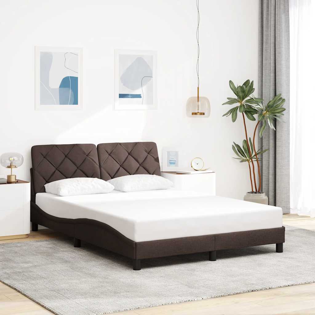 Bettgestell ohne Matratze Dunkelbraun 120x200 cm Stoff