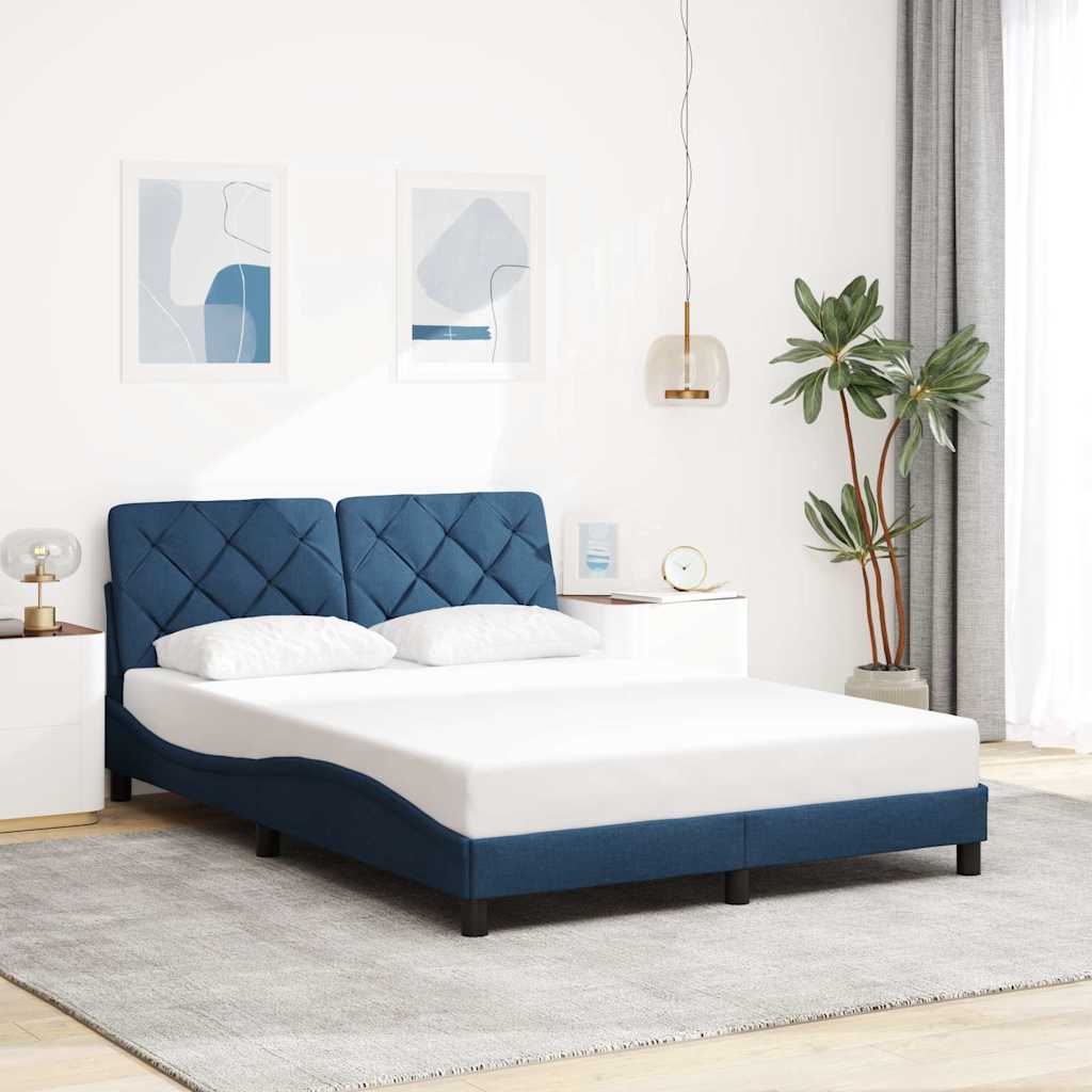 Bettgestell ohne Matratze Blau 140x200 cm Stoff