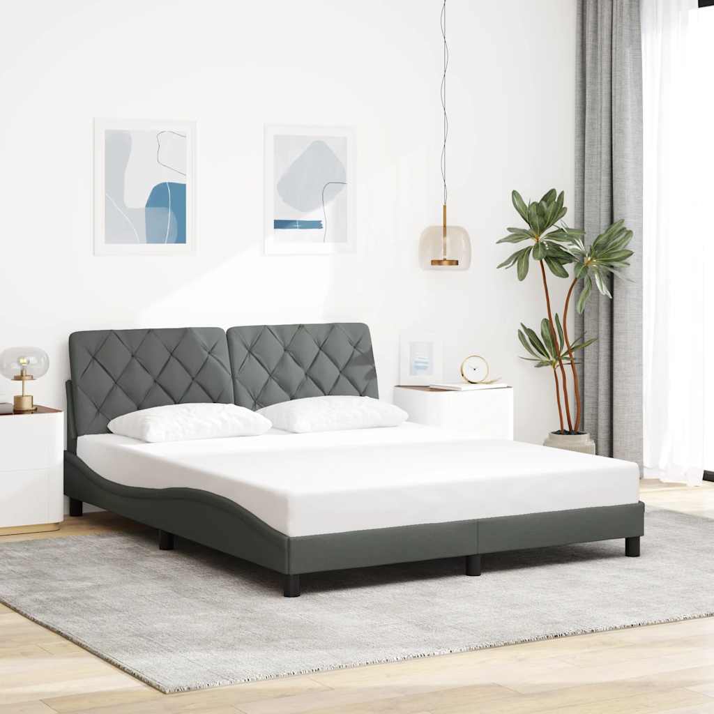 Bettgestell ohne Matratze Dunkelgrau 160x200 cm Stoff