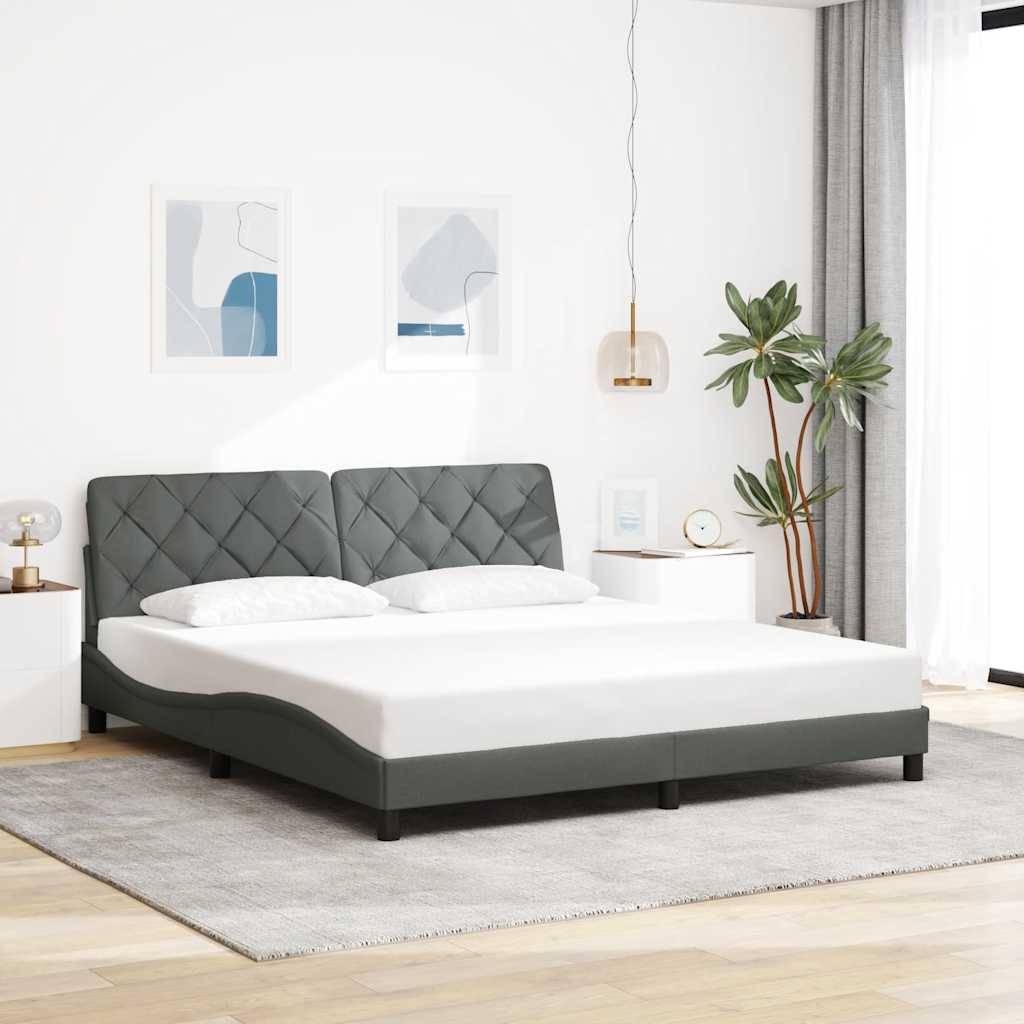Bettgestell ohne Matratze Dunkelgrau 180x200 cm Stoff