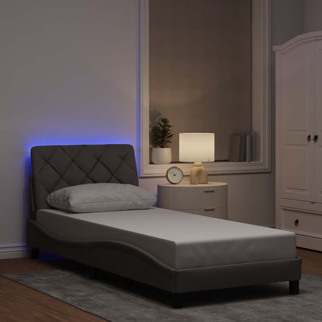 Bettgestell mit LED ohne Matratze Taupe 80x200 cm Stoff