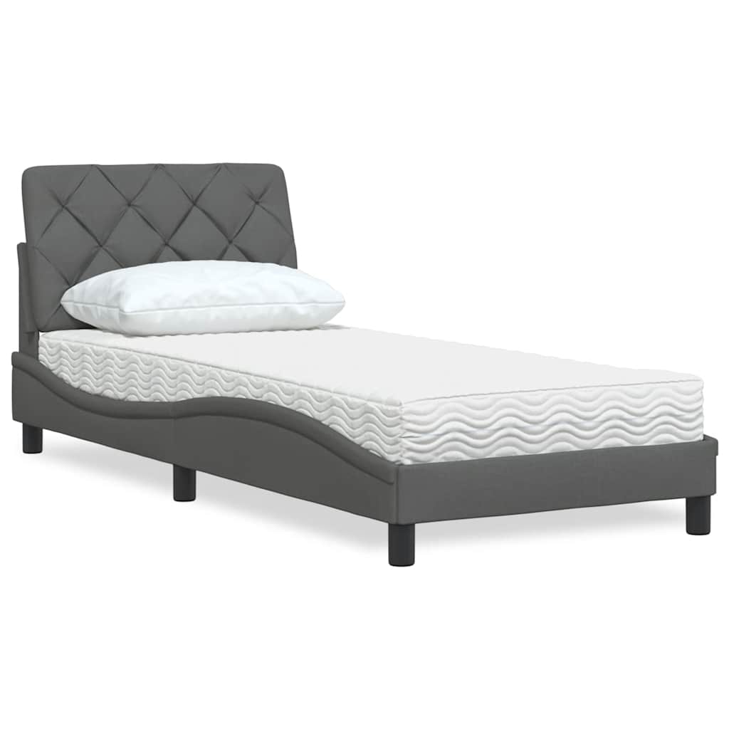Bett mit Matratze Dunkelgrau 80x200 cm Stoff