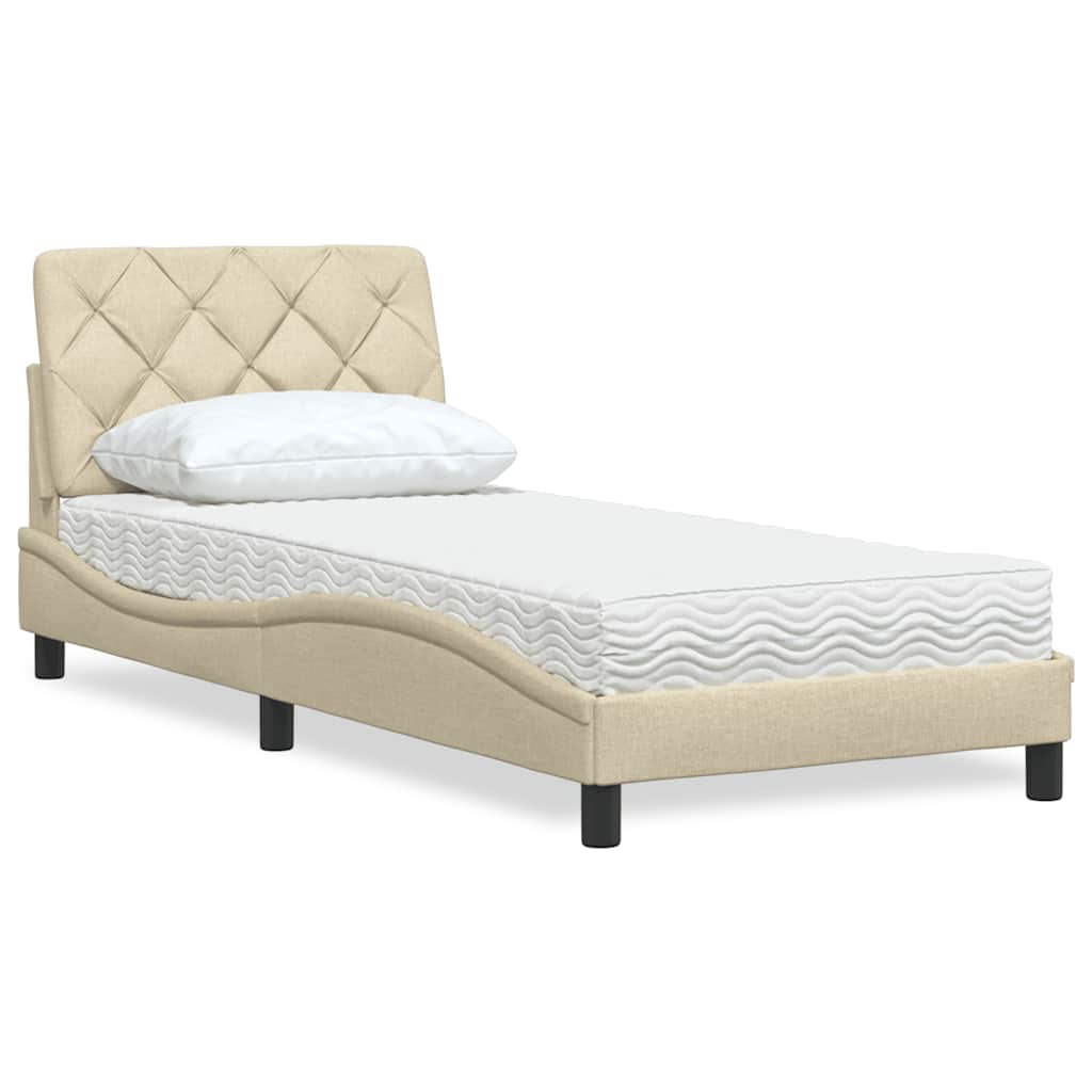 Bett mit Matratze Creme 80x200 cm Stoff