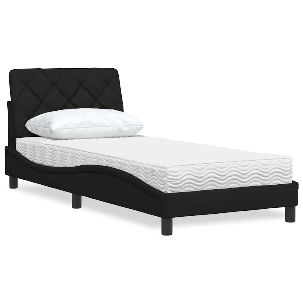 Bett mit Matratze Schwarz 90x190 cm Stoff