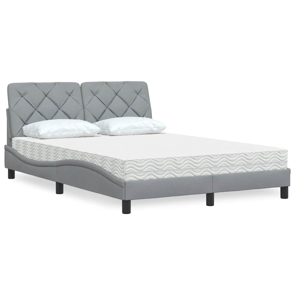 Bett mit Matratze Hellgrau 120x200 cm Stoff