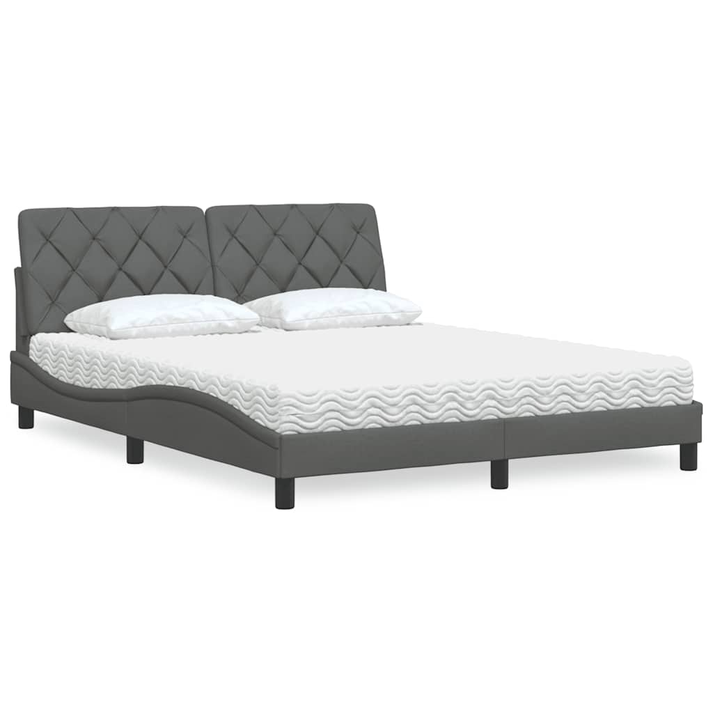 Bett mit Matratze Dunkelgrau 160x200 cm Stoff