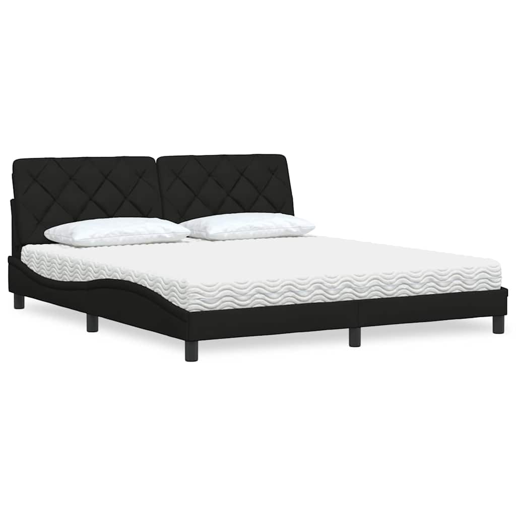 Bett mit Matratze Schwarz 180x200 cm Stoff