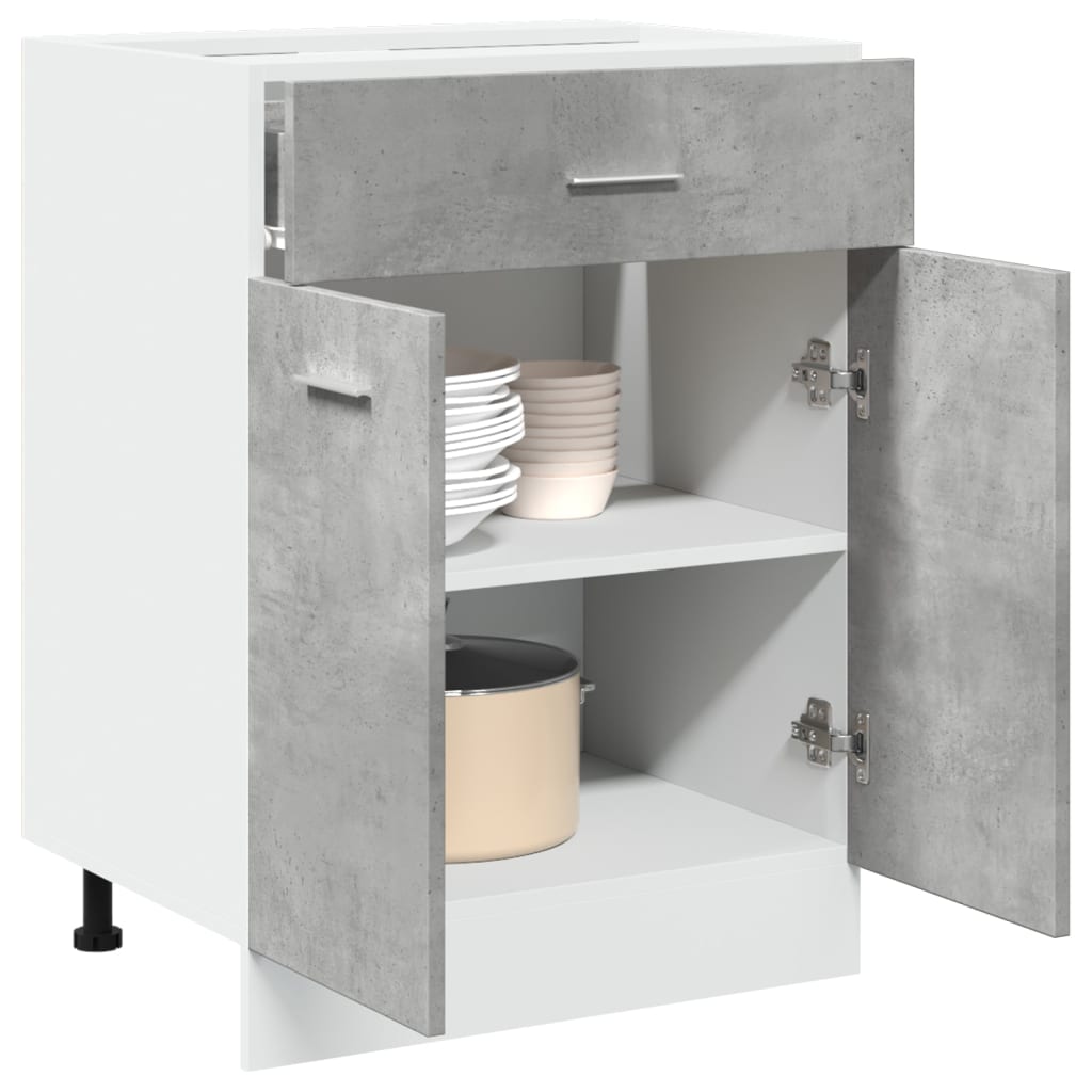 Schubunterschrank Lyon Betongrau 60x46x81,5 cm Holzwerkstoff