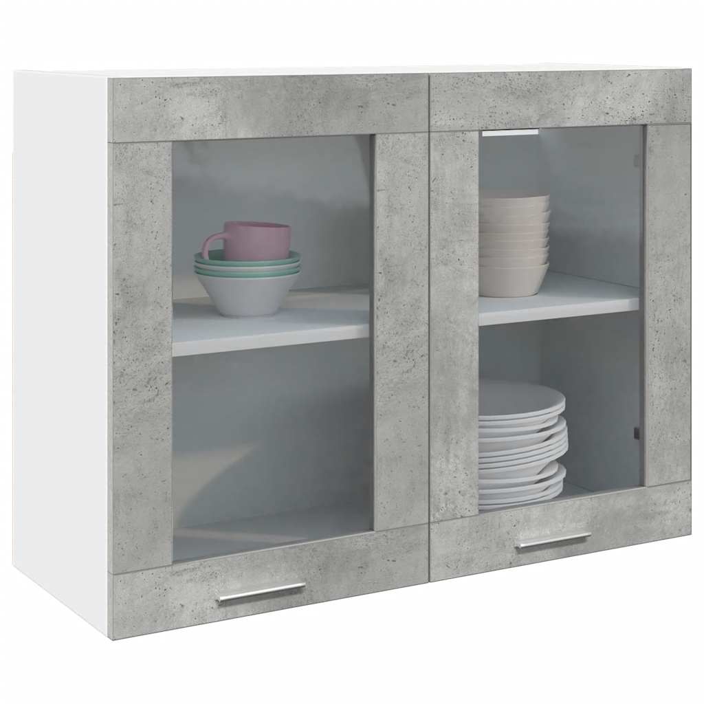 Hängeglasschrank Lyon Betongrau 80x31x60 cm