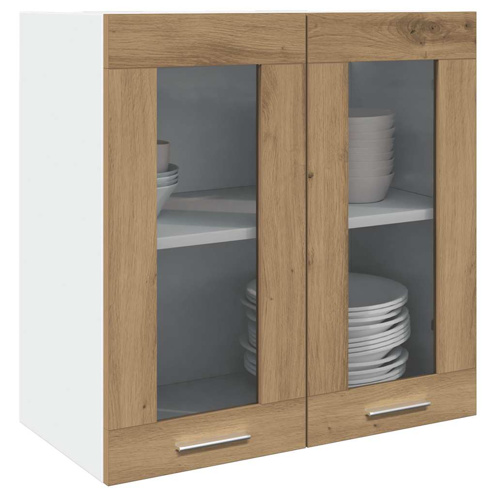 Küchen-Wandschrank Lyon mit Glastüren Artisan-Eiche 60x31x60 cm