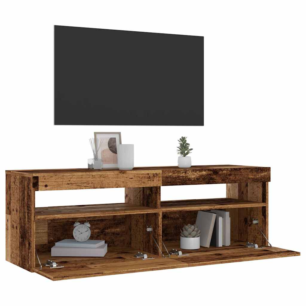TV-Schrank mit LED Altholz-Optik 120x35x40 cm Holzwerkstoff