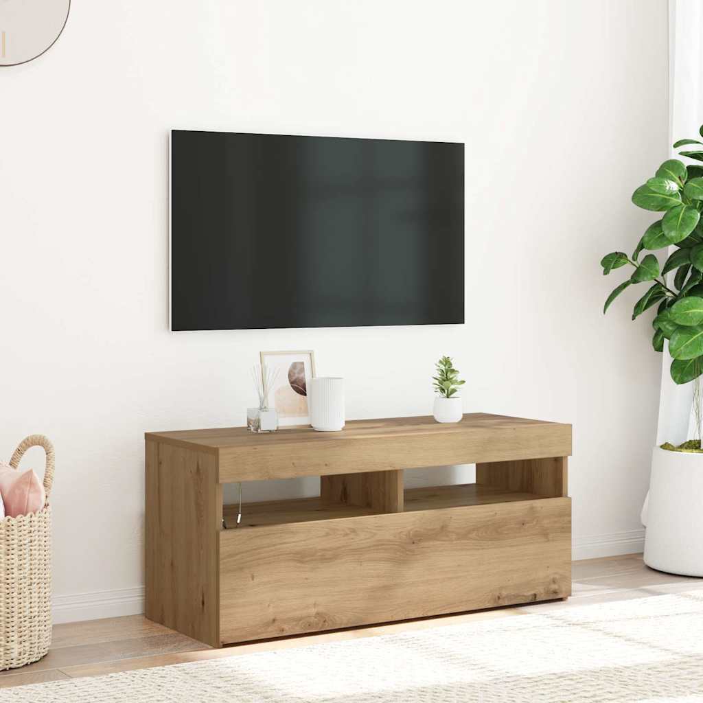 TV-Schrank mit LED-Leuchten Artisan-Eiche 90x35x40 cm