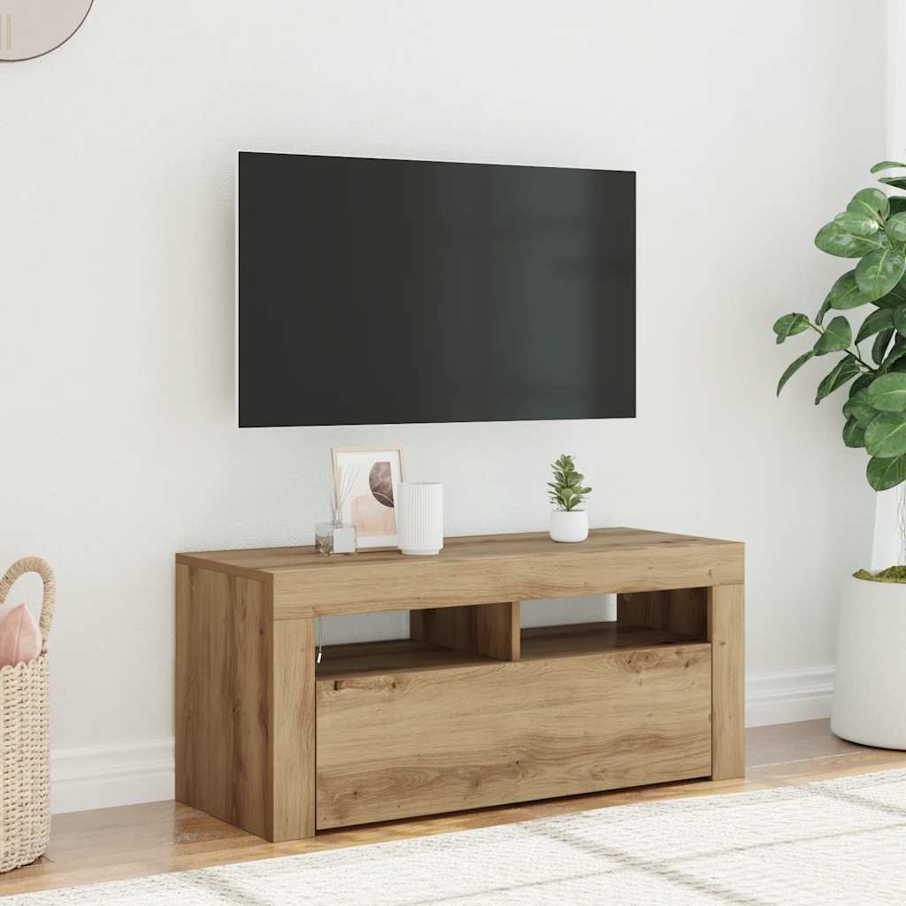 TV-Schrank mit LED-Leuchten Artisan-Eiche 90x35x40 cm