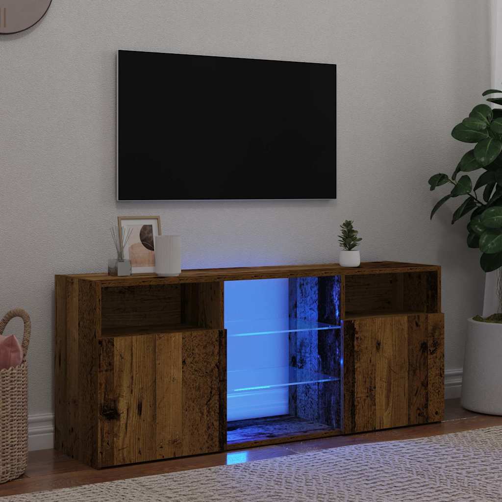 TV-Schrank mit LED-Leuchten Altholz-Optik 120x30x50 cm