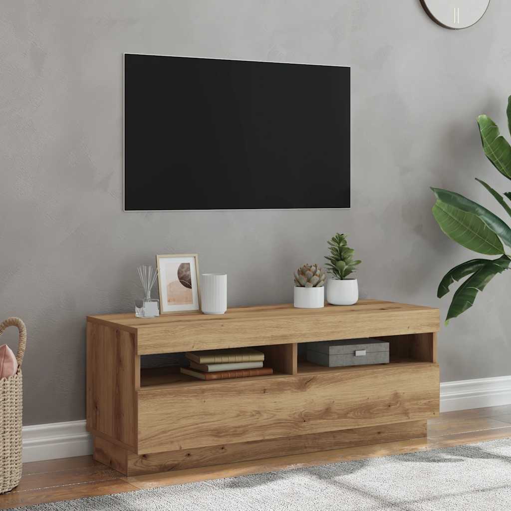 TV-Schrank mit LED-Leuchten Artisan-Eiche 100x35x40 cm