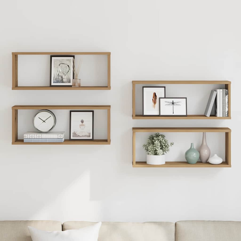 Wandregale 4 Stk. Artisan-Eiche 60x15x23 cm Holzwerkstoff