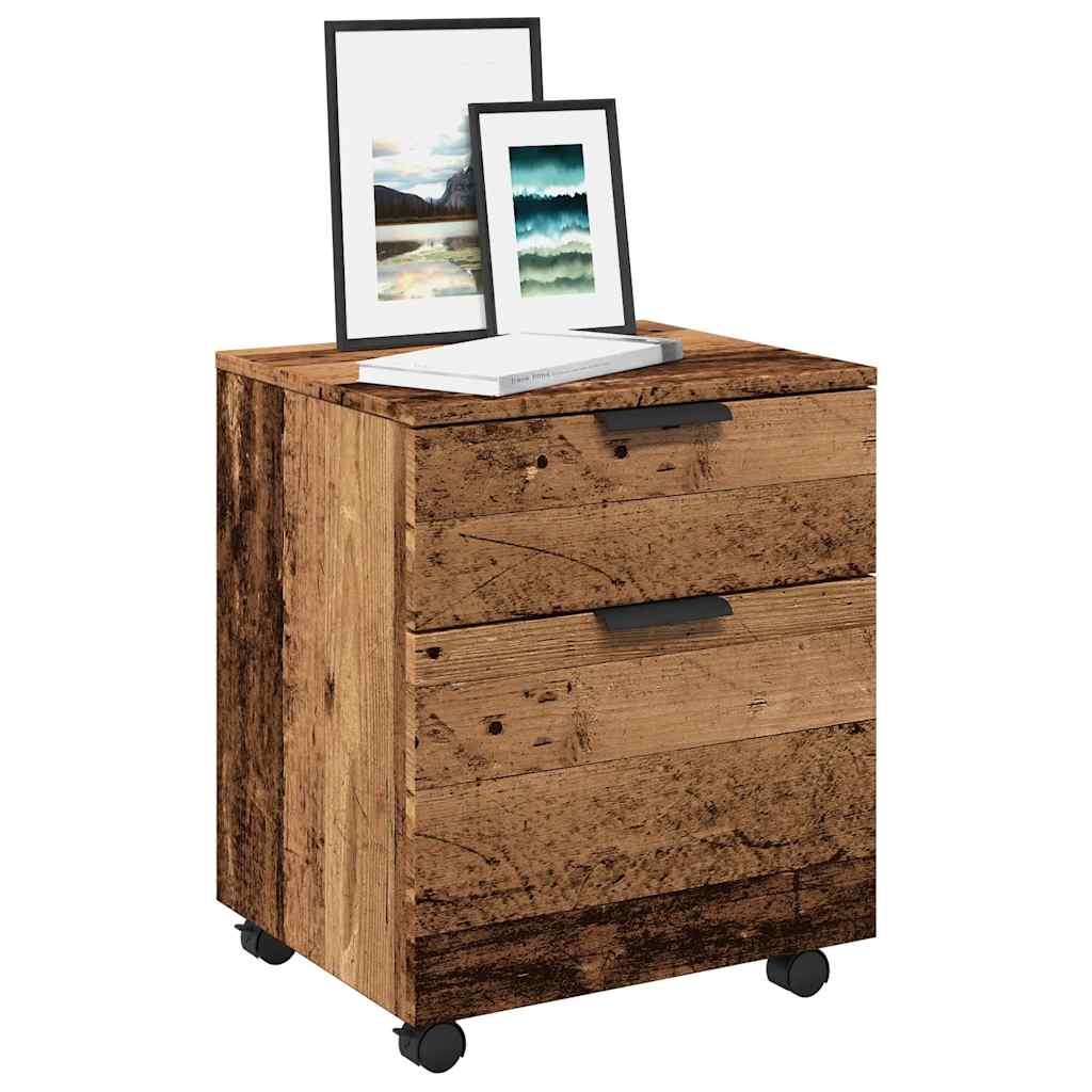 Mobiler Aktenschrank mit Rollen Altholz 45x38x54 cm