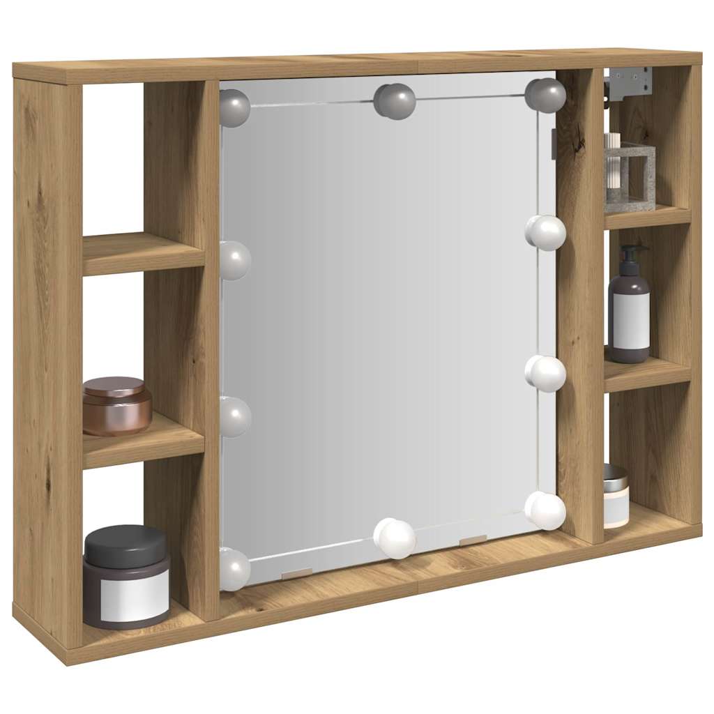 Spiegelschrank mit LED-Leuchten Artisan-Eiche 76x15x55 cm