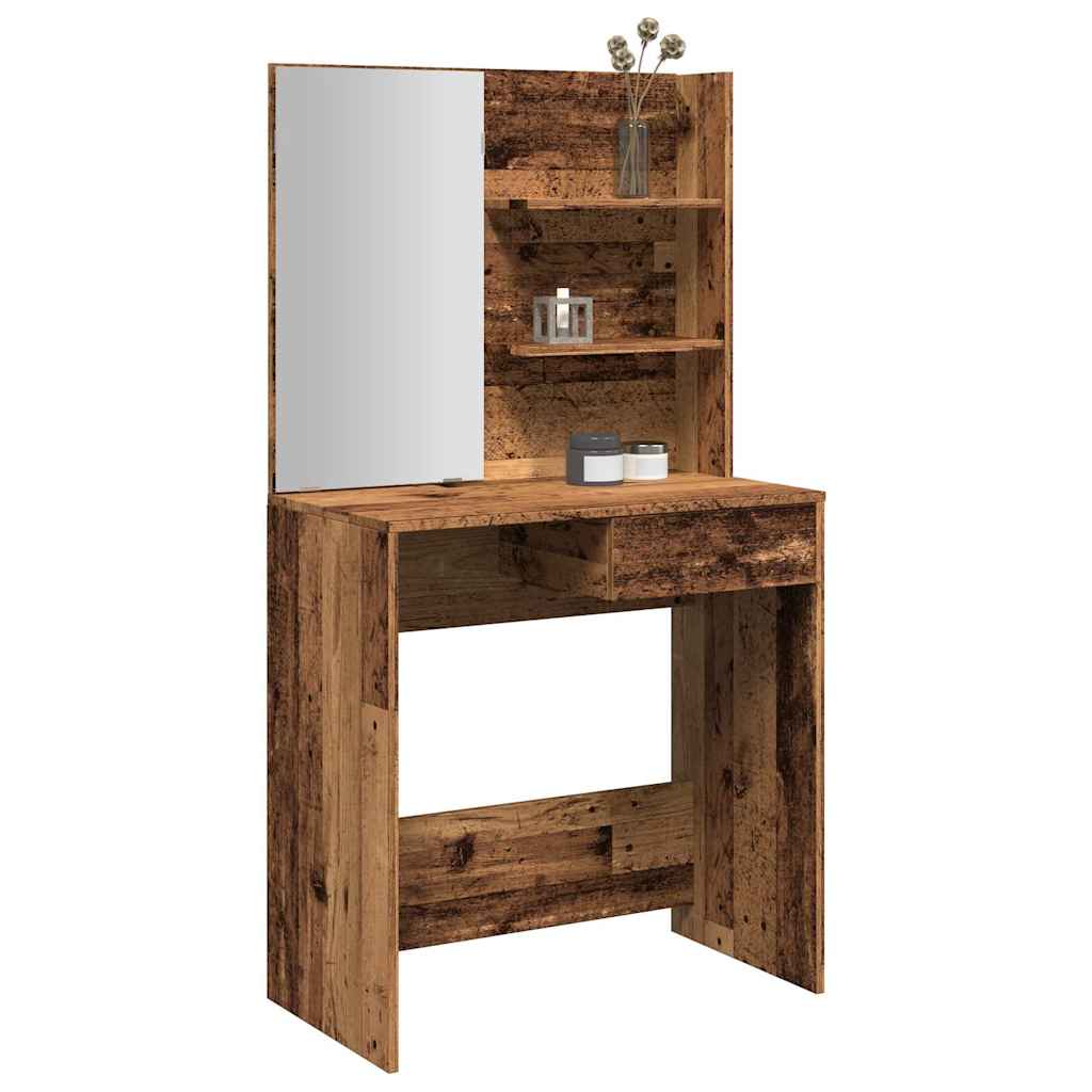 Schminktisch mit Spiegel Altholz-Optik 74,5x40x141 cm