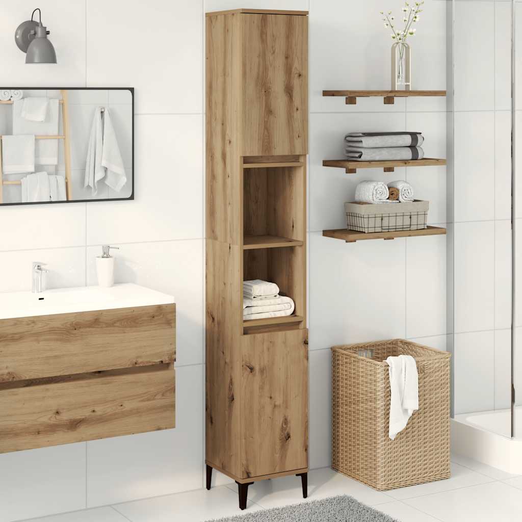 Badschrank Artisan-Eiche 30x30x190 cm Holzwerkstoff