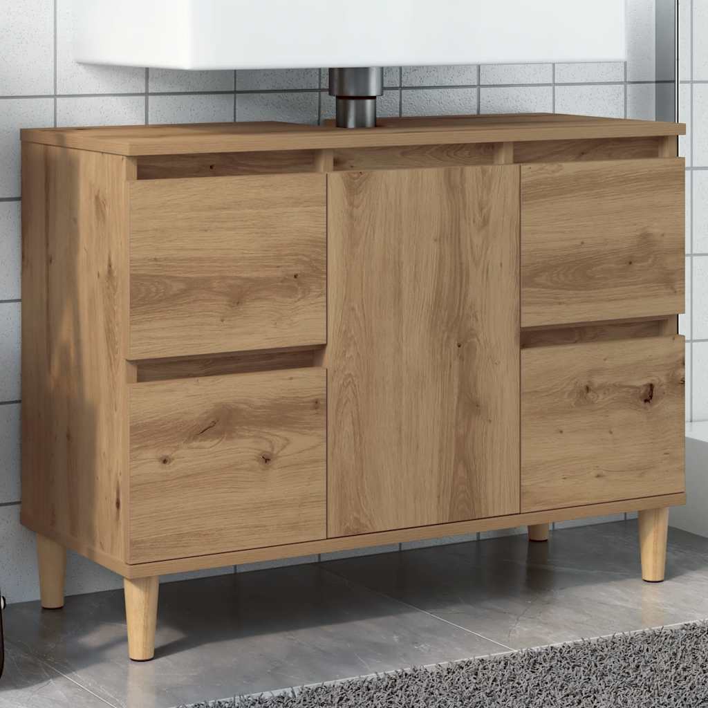 Waschbeckenunterschrank Artisan-Eiche 80x33x60 cm Holzwerkstoff
